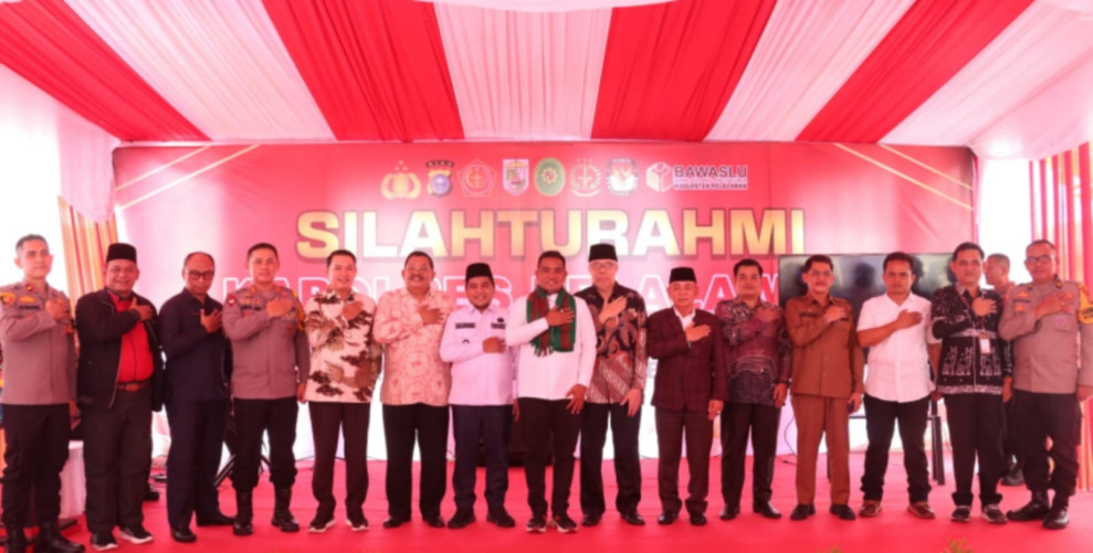 Silaturahmi Pilkada Damai Polres Pelalawan, Paslon H Zukri-Husni Tamrin Tampak Hadir Lengkap