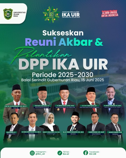 Bakal di Ramaikan Alumni, Doktor Ragil Ibnu Hajar Akan Dilantik Sebagai Ketua IKA UIR di Balai Serindit Gubernur Riau