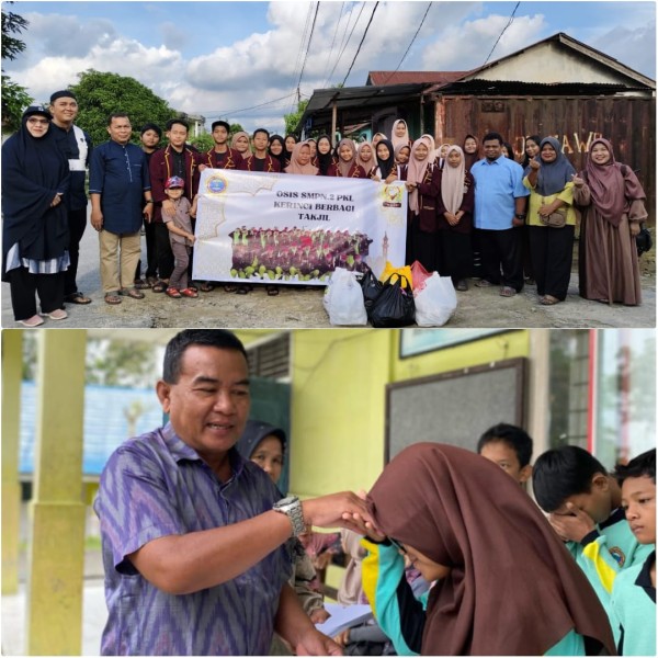 Edukasi ke Siswa, OSIS SMPN 2 Pangkalan Kerinci Bagikan Takjil dan Santuni Anak Yatim Piatu