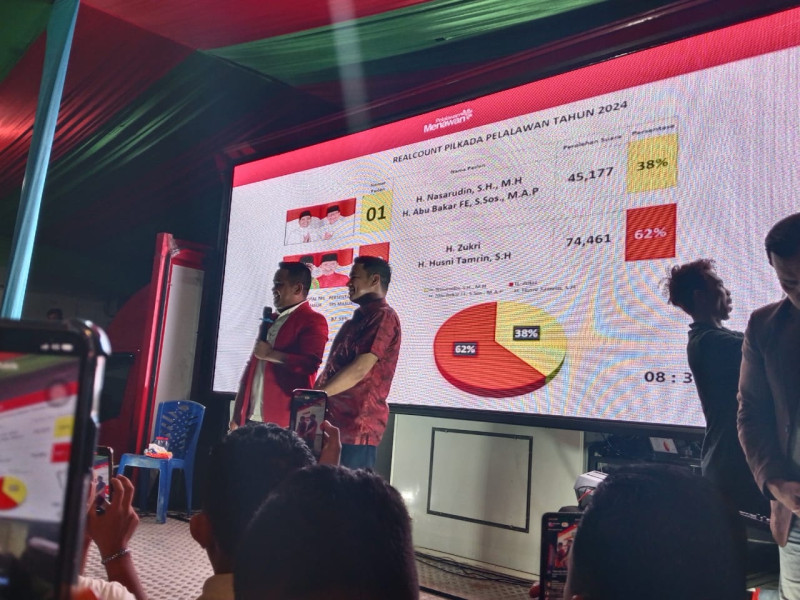 H Zukri-Tamrin Deklarasi Kemenangan Pilkada Pelalawan 2024, Unggul Versi Quick Koalisi